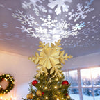 Weihnachtsbaumspitze mit rotierendem Schneeflocken-Projektor - Goldene Glitzer-Schneeflocke