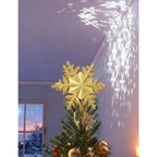 Weihnachtsbaumspitze mit rotierendem Schneeflocken-Projektor - Goldene Glitzer-Schneeflocke