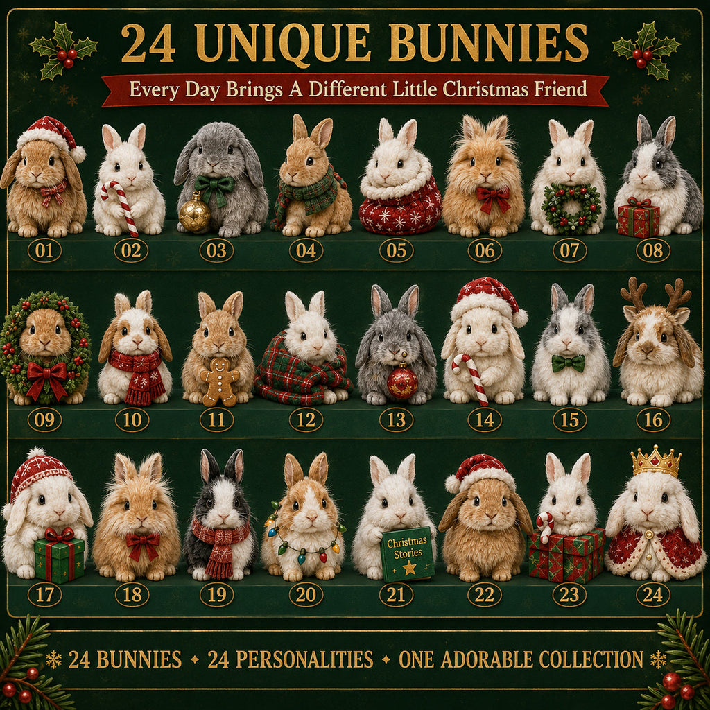 Weihnachtshasen Adventskalender 2026 – 24 Hasenfiguren