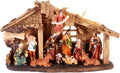Weihnachtskrippe mit 11 handbemalten Weihnachtsfiguren aus Resin