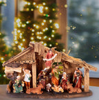 Weihnachtskrippe mit 11 handbemalten Weihnachtsfiguren aus Resin
