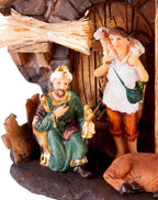 Weihnachtskrippe mit 11 handbemalten Weihnachtsfiguren aus Resin