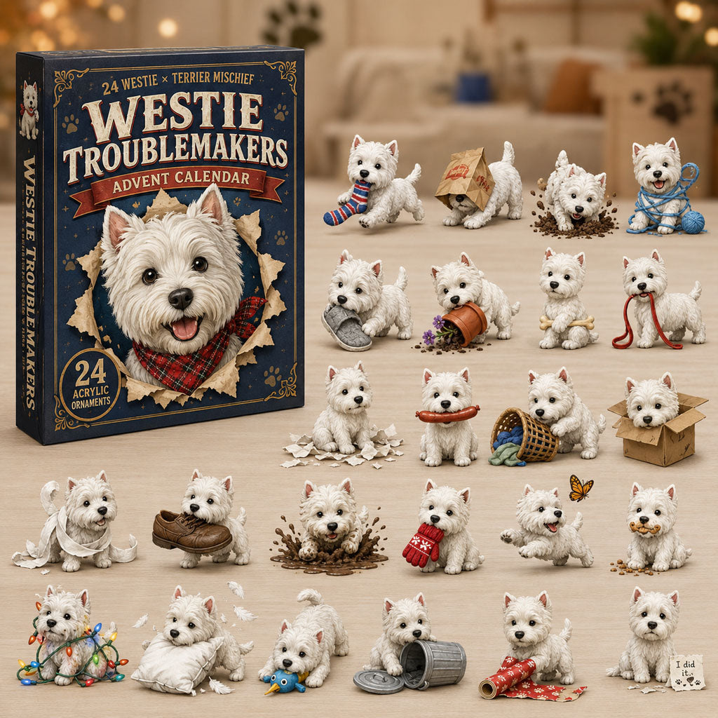 Westie Adventskalender 2026 - 24 Westie Weihnachtsanhänger