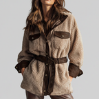 Teddyjacke Damen oversized mit Gürtel – Ansicht 2