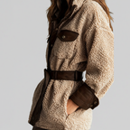 Teddyjacke Damen oversized mit Gürtel – Ansicht 4