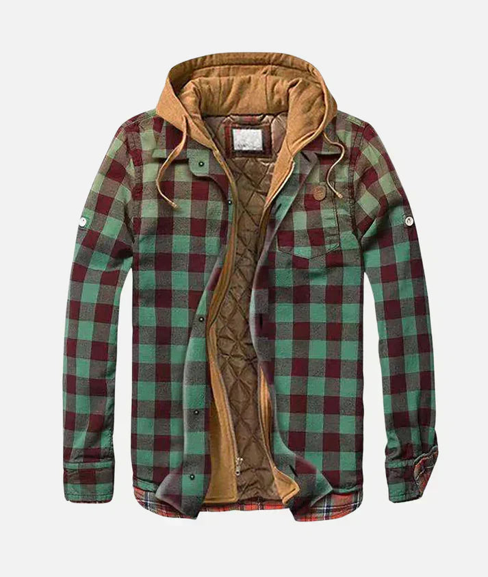 Karierte Herrenjacke mit Kapuze gefüttert – Ansicht 4