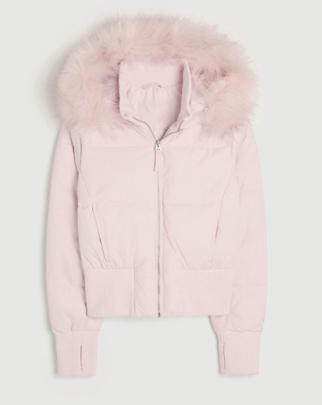 Kurze Pufferjacke Damen mit Kunstfell Kapuze – Ansicht 5