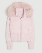 Kurze Pufferjacke Damen mit Kunstfell Kapuze – Ansicht 5