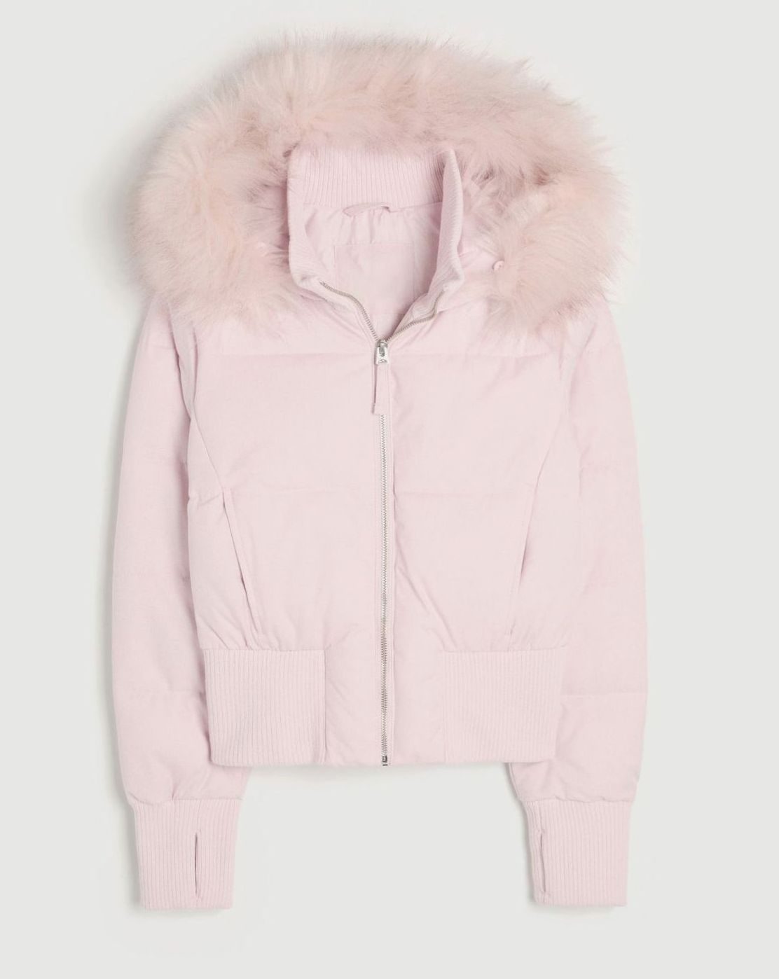 Kurze Pufferjacke Damen mit Kunstfell Kapuze – Ansicht 5