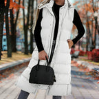Langes Steppgilet Damen mit Kapuze – Ansicht 3