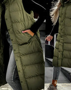 Langes Steppgilet Damen mit Kapuze – Ansicht 5