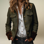 Tweed Jacke Damen grün mit Fischgrätmuster – Ansicht 3