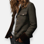 Tweed Jacke Damen grün mit Fischgrätmuster – Ansicht 5