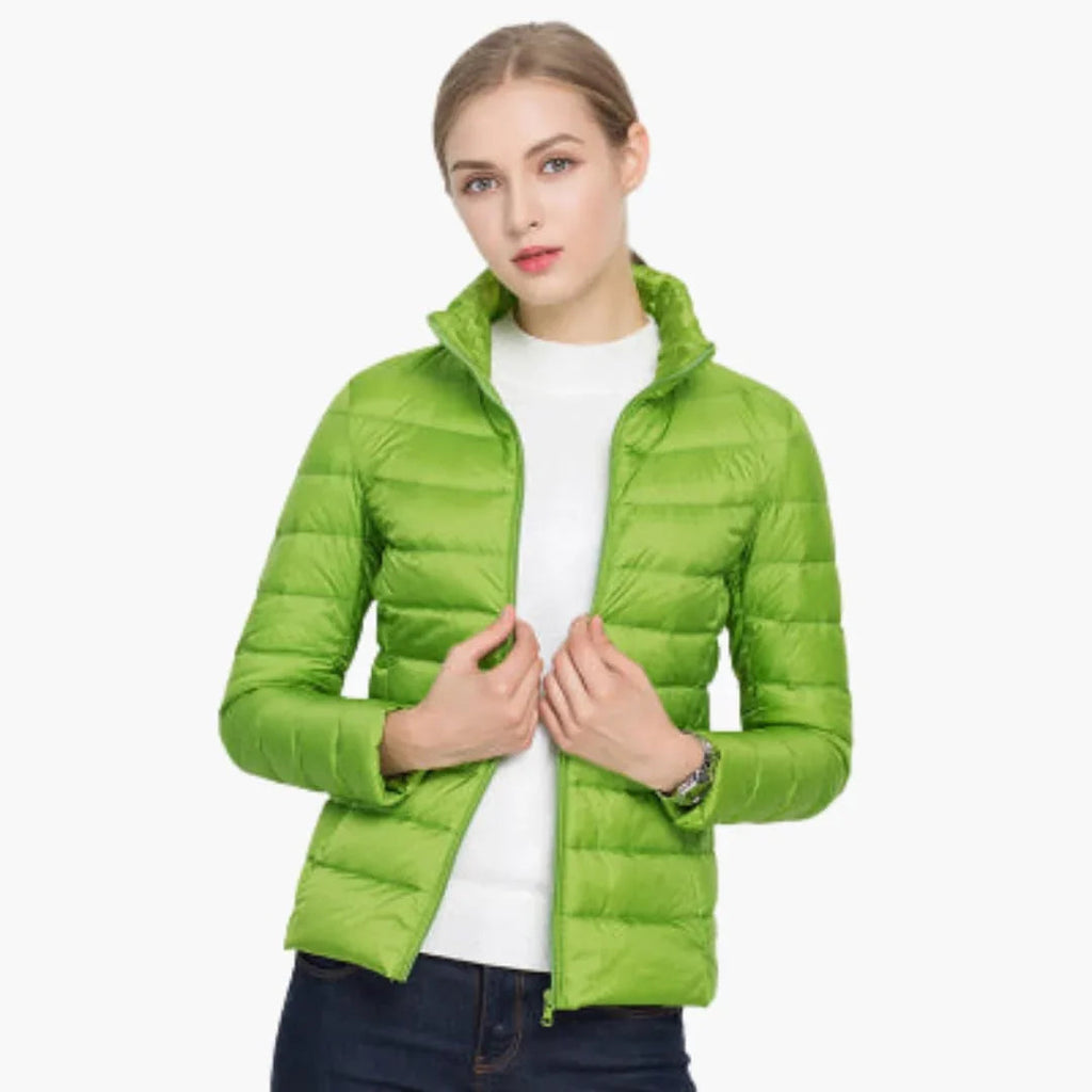 Kurze Steppjacke Damen mit Stehkragen – Ansicht 2
