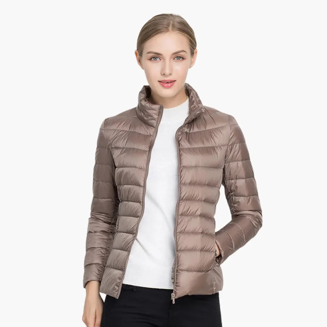 Kurze Steppjacke Damen mit Stehkragen – Ansicht 3
