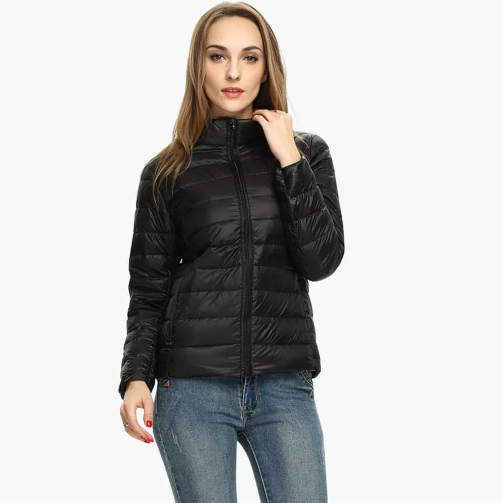Kurze Steppjacke Damen mit Stehkragen – Ansicht 4