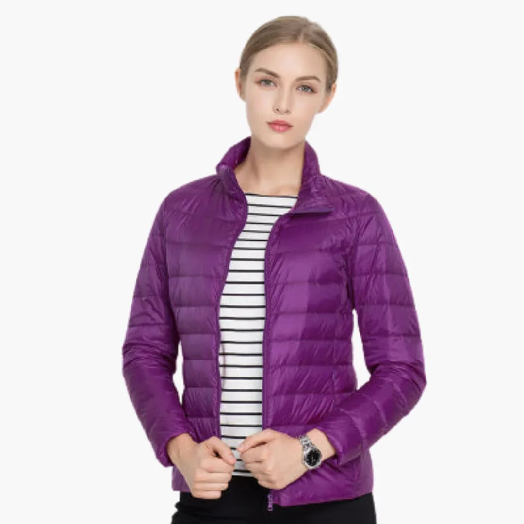 Kurze Steppjacke Damen mit Stehkragen – Ansicht 8