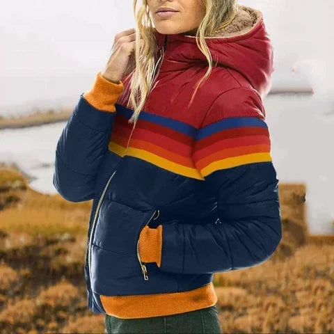 Pufferjacke Damen Retro Colorblock – Ansicht 5