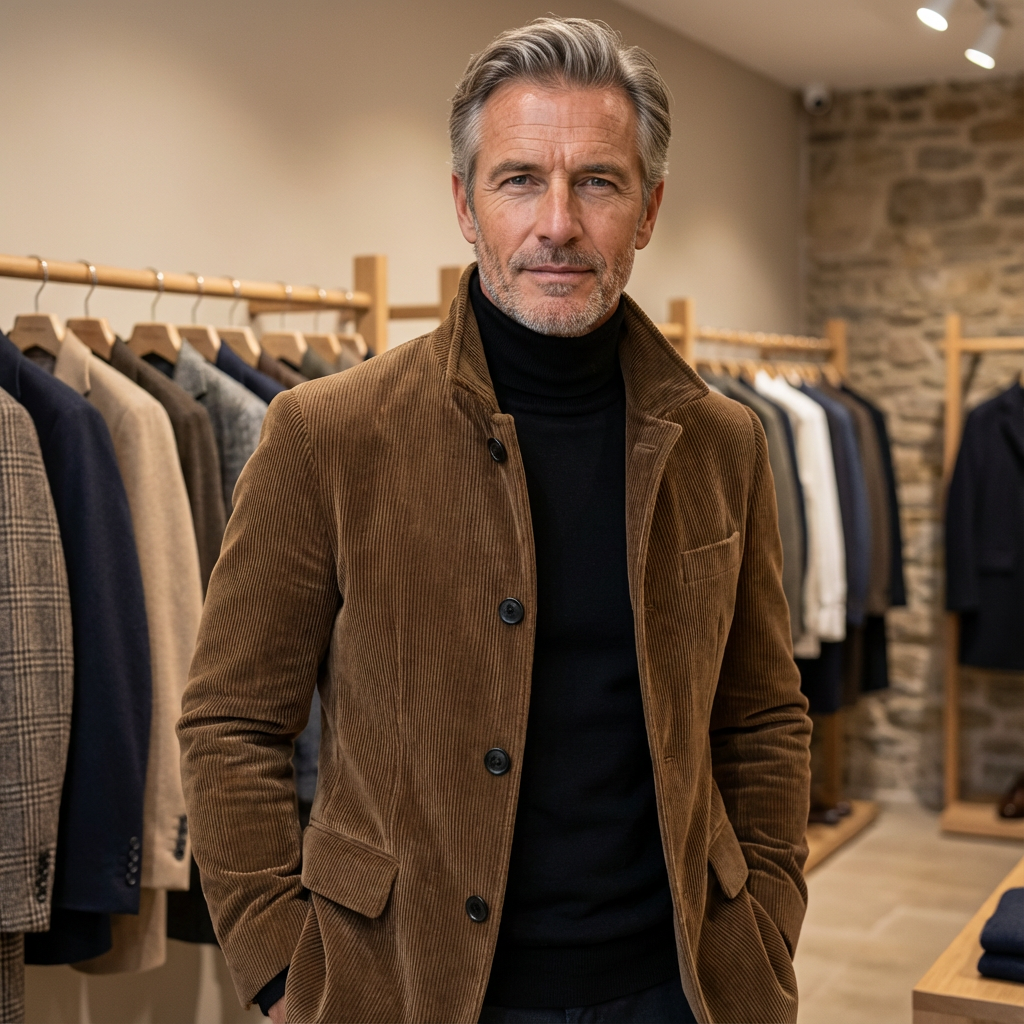 Cordjacke Herren mit Knöpfen – Ansicht 4