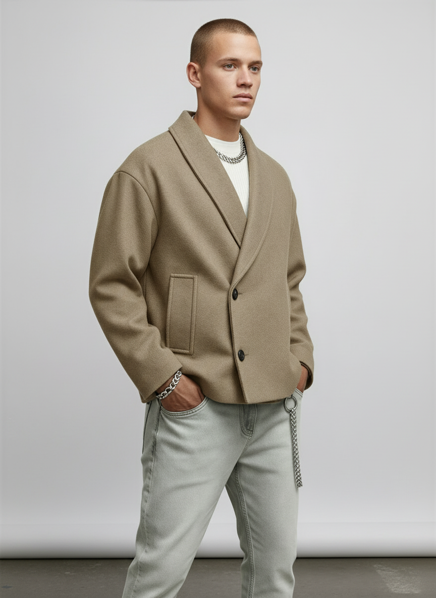 Kurze Herrenjacke mit Schalkragen – Ansicht 3