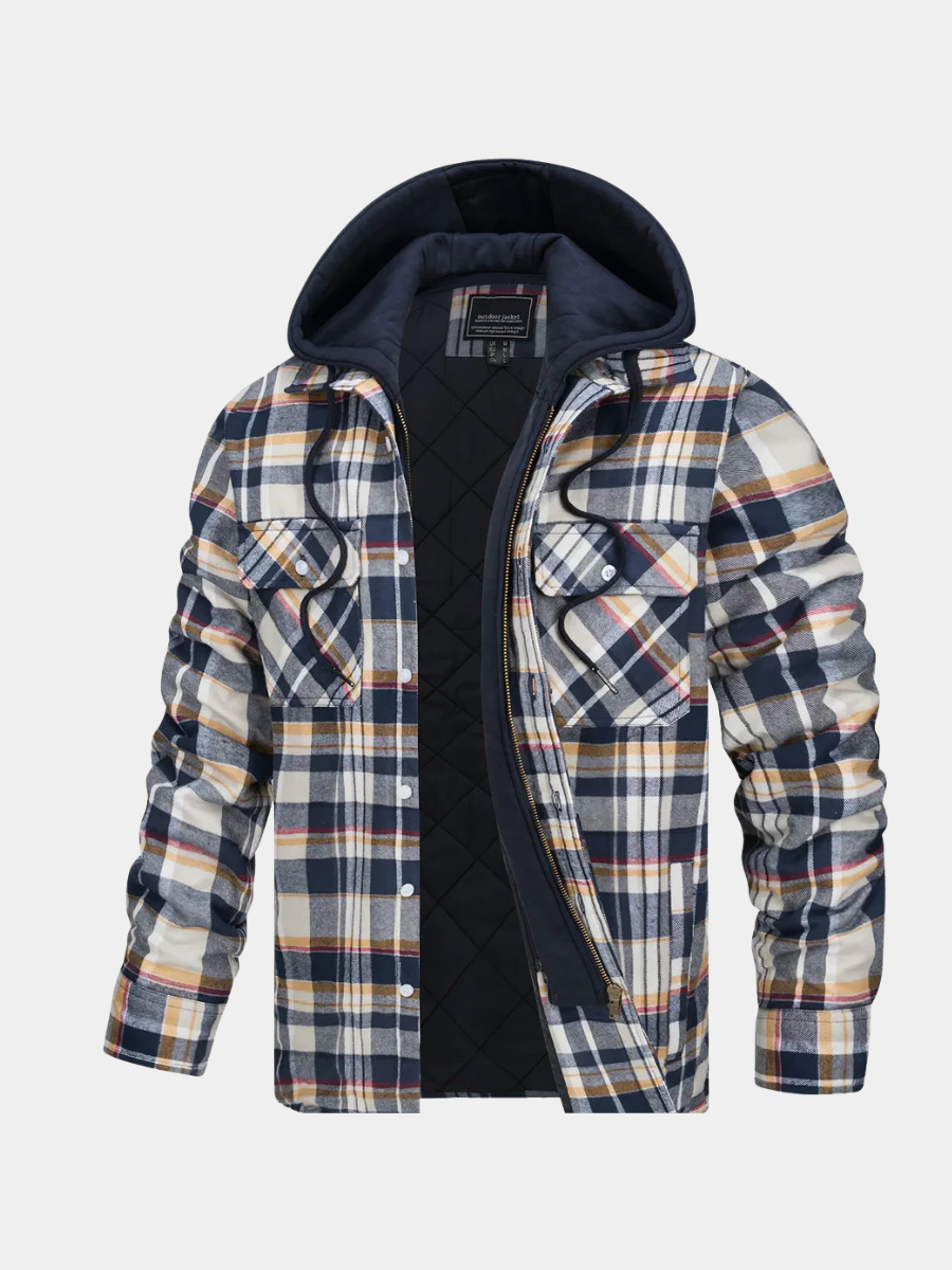 Karierte Herrenjacke mit Kapuze – Ansicht 2