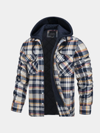 Karierte Herrenjacke mit Kapuze – Ansicht 2