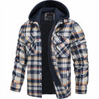 Karierte Herrenjacke mit Kapuze – Ansicht 1