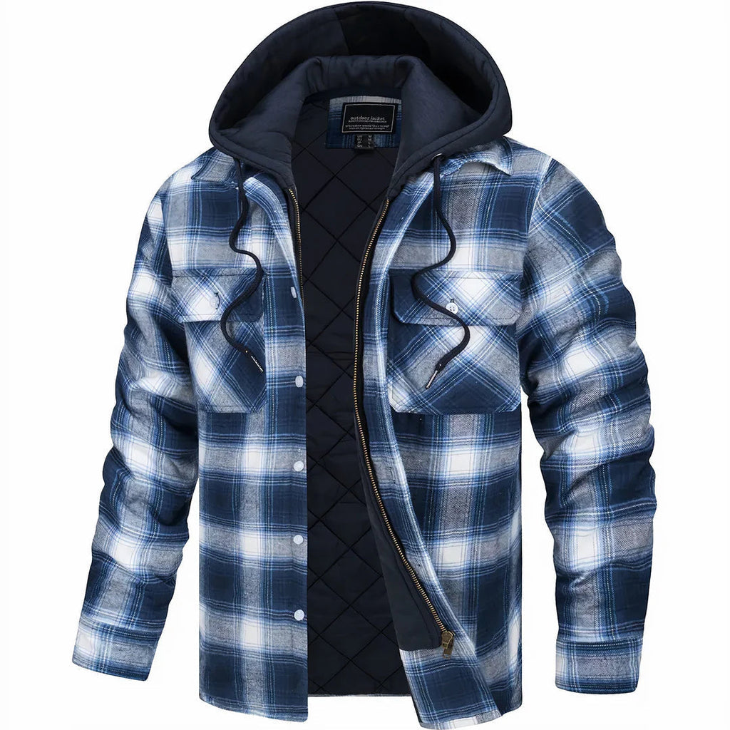 Karierte Herrenjacke mit Kapuze – Ansicht 3