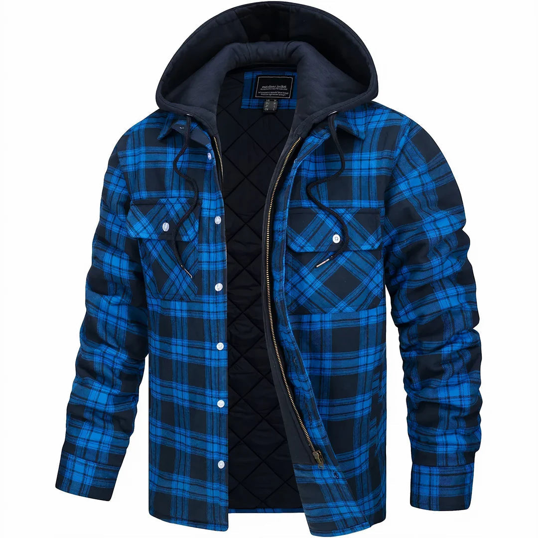 Karierte Herrenjacke mit Kapuze – Ansicht 4