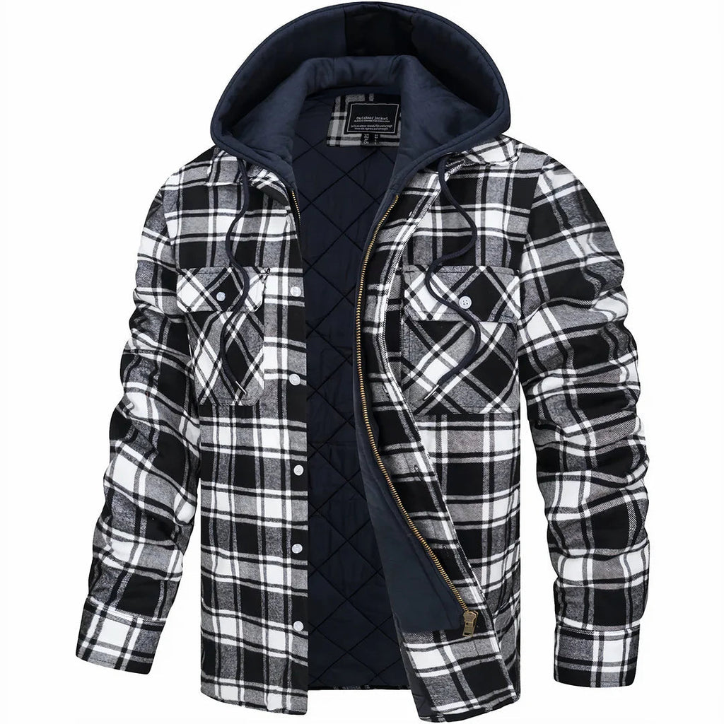 Karierte Herrenjacke mit Kapuze – Ansicht 5