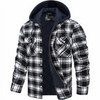 Karierte Herrenjacke mit Kapuze – Ansicht 5
