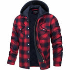 Karierte Herrenjacke mit Kapuze – Ansicht 6