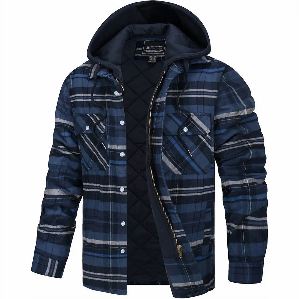 Karierte Herrenjacke mit Kapuze – Ansicht 7