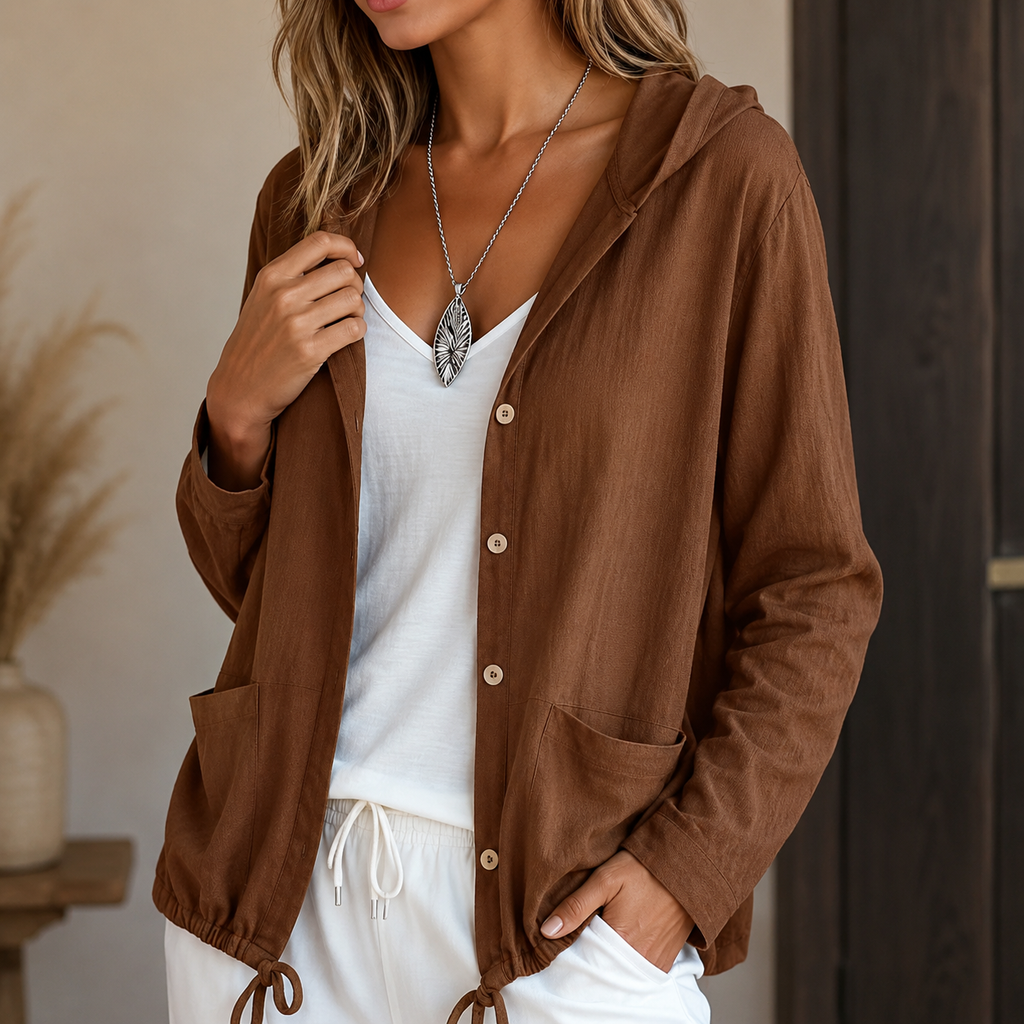Leichte Kapuzenjacke Damen mit Tunnelzug – Ansicht 5