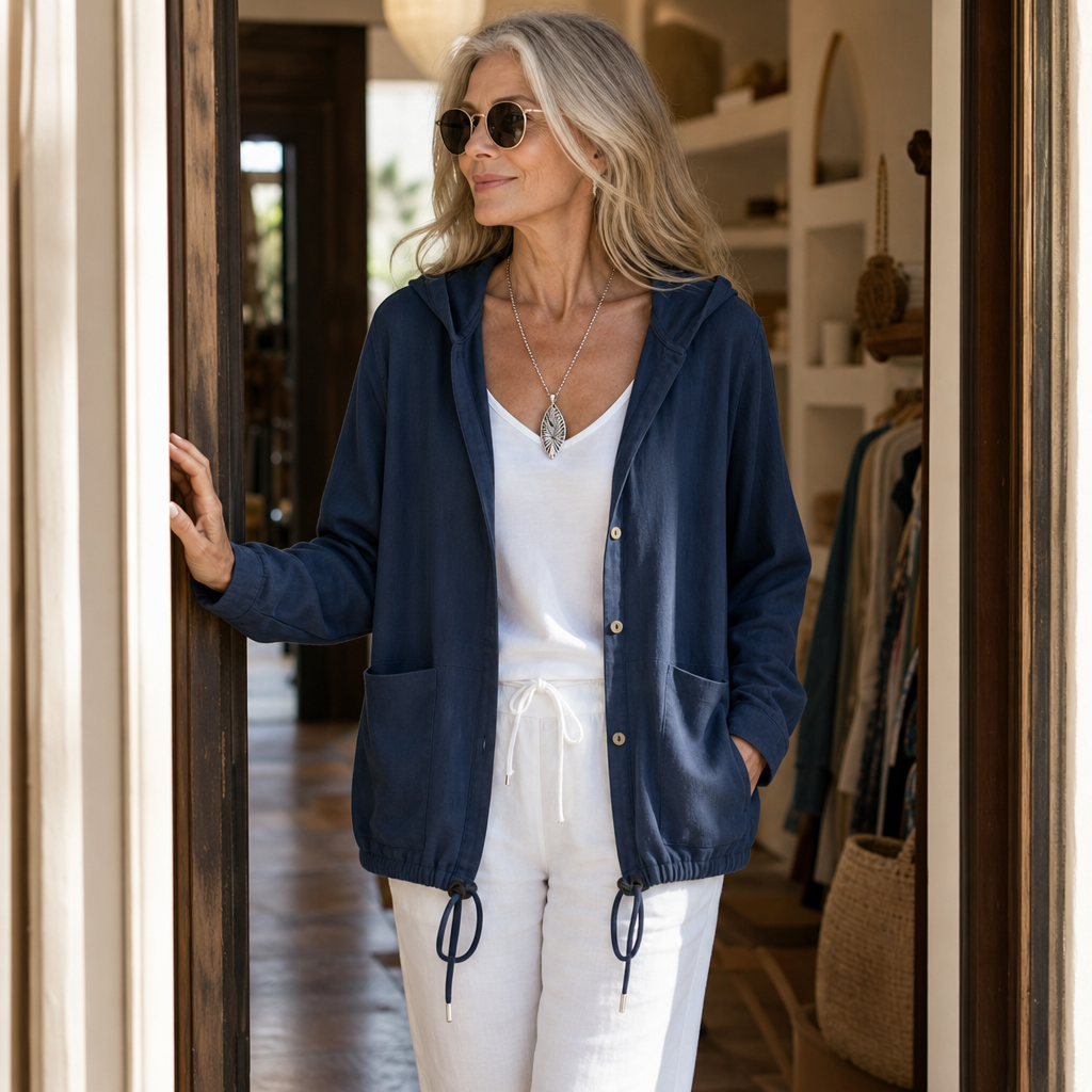 Leichte Kapuzenjacke Damen mit Tunnelzug – Ansicht 10