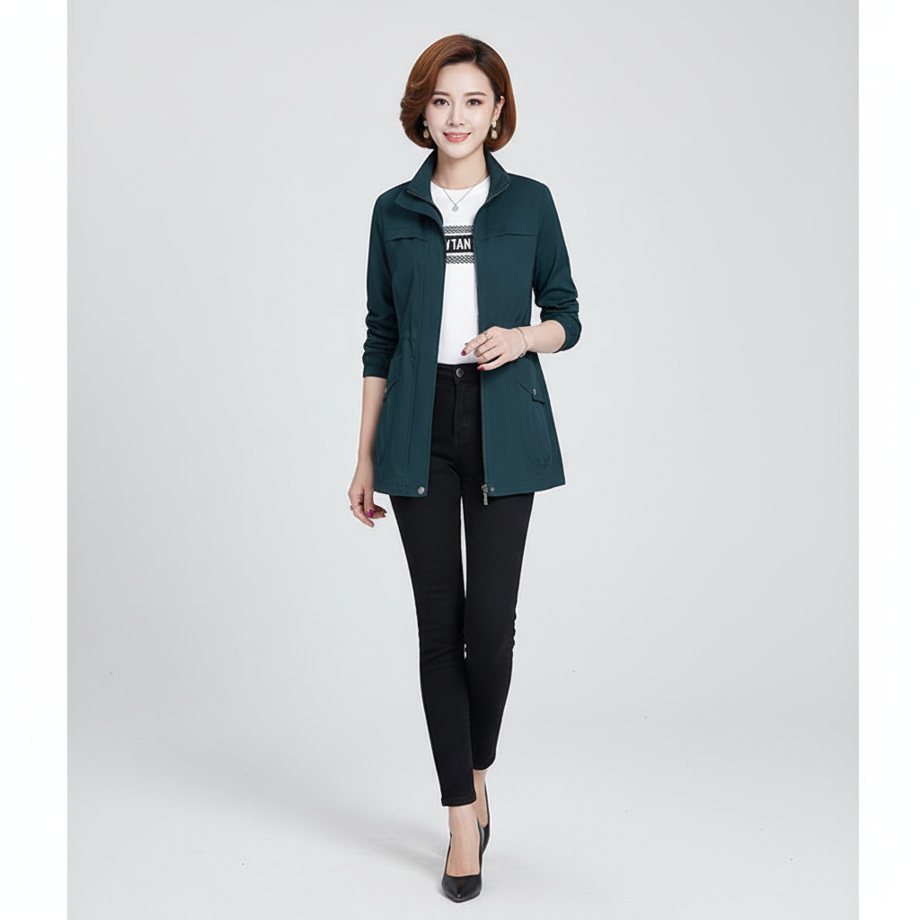 Leichte Übergangsjacke Damen mit Stehkragen – Ansicht 4