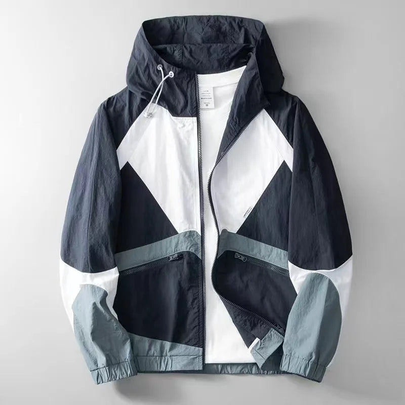 Leichte Kapuzenjacke Herren Colorblock – Ansicht 4