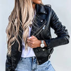 Kunstlederjacke Damen Bikerjacke – Ansicht 3