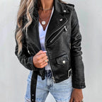 Kunstlederjacke Damen Bikerjacke – Ansicht 6