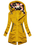 Damenjacke mit Kapuze und Blumenfutter – Ansicht 1