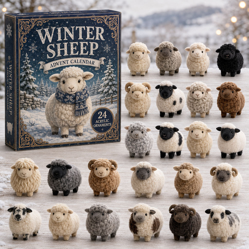 Winterschafe Adventskalender 2026 – 24 Schafanhänger