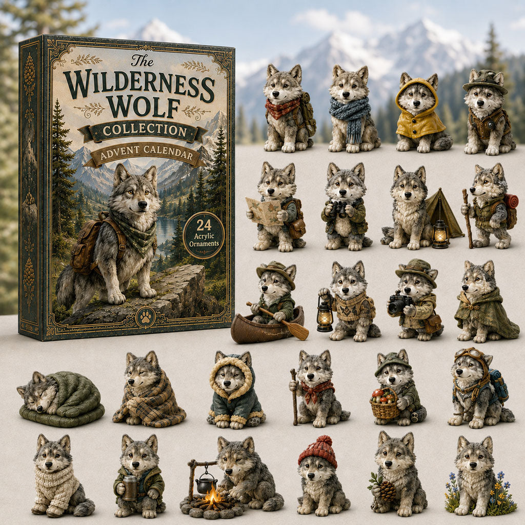 Wolf Adventskalender 2026 - 24 Acryl-Wolfsanhänger